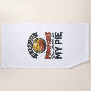 Lustiger Kürbiskuchen Halloween Vintage-Shirt-Desi Strandtuch