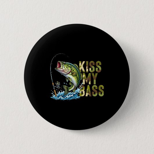 Lustiger Kuss mein-Barsch-Tarnung-Angler Barsch-An Button (Vorderseite)