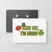 Lustiger Küss mich, ich bin Ire St. Patrick's Day  Button (Vorderseite/Rückseite)