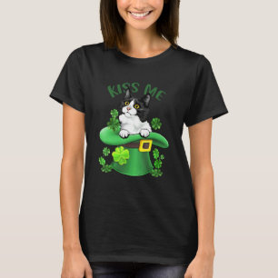 Lustiger Küss Mich Munchkin Katze Shamrock Kleebla T-Shirt