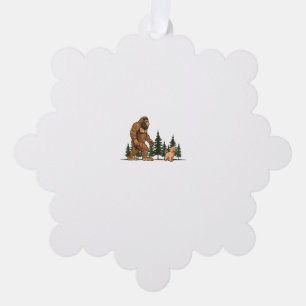Lustiger Labradoodle-Bigfoot-Hund führt Hundemama  Ornament Karte