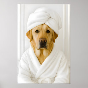 Lustiger Labrador-Badezimmerdruck, Labrador In Poster
