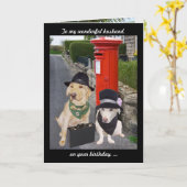 Lustiger Labrador-Ehemann-Geburtstag Karte (Gelbe Blume)