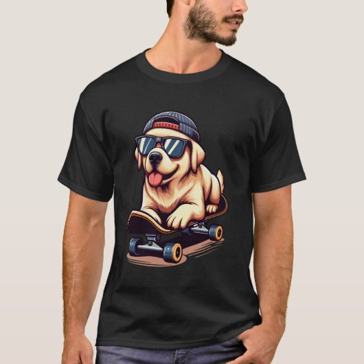 Lustiger Labrador mit Skateboard Labrador Retrieve T-Shirt (Vorderseite)