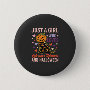 Lustiger Labrador Retriever Halloween-Kürbis-Hund Button