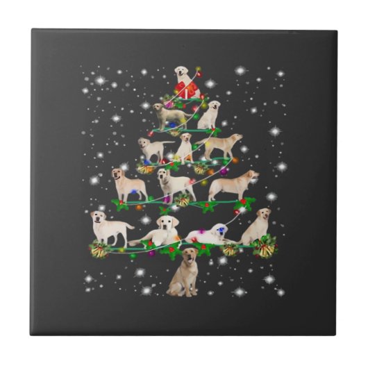Lustiger Labrador Retriever Weihnachtsbaum Classic Fliese (Vorderseite)
