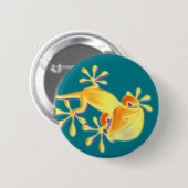 Lustiger lächelnder Gecko + Ihr Hintergrund u. Button (Vorne & Hinten)