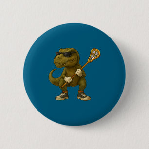 Lustiger Lacrosse Lax Dinosaur Kinder Männer Fraue Button