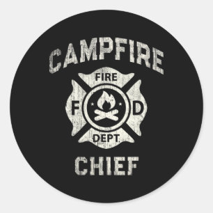 Lustiger Lagerfeuer Chef Wander Sommer Camp Direkt Runder Aufkleber