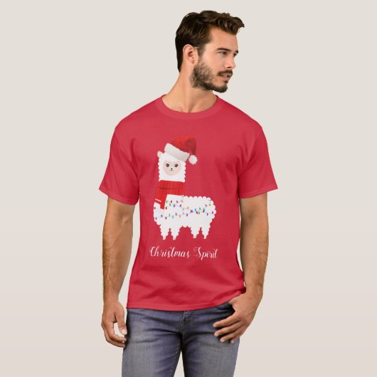 Lustiger Lama-Weihnachtsalpaka-Geist-Spaß T-Shirt (Vorne ganz)