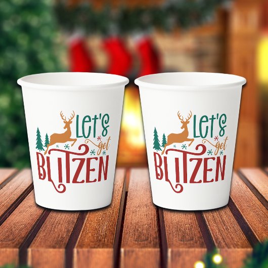 Lustiger Lasst uns Blitzen Rentier Pappbecher