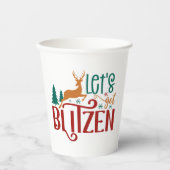 Lustiger Lasst uns Blitzen Rentier Pappbecher (Vorderseite)
