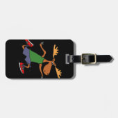 Lustiger laufender Elch-Cartoon Gepäckanhänger (Vorderseite horizontal)