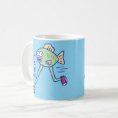 Lustiger Laufender Fisch Mit Beinen Kaffeetasse (Vorderseite Links)