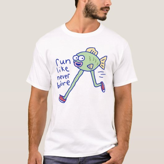 Lustiger Laufender Fisch Mit Beinen T-Shirt (Vorderseite)