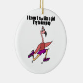 Lustiger laufender Flamingo Keramik Ornament (Rechts)