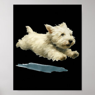 Lustiger Laufender Hund Kunst Druck Süßer Westie H Poster