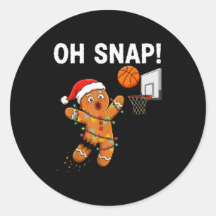 Lustiger Lebkuchen-Basketball-Weihnachten-Santa-Ke Runder Aufkleber