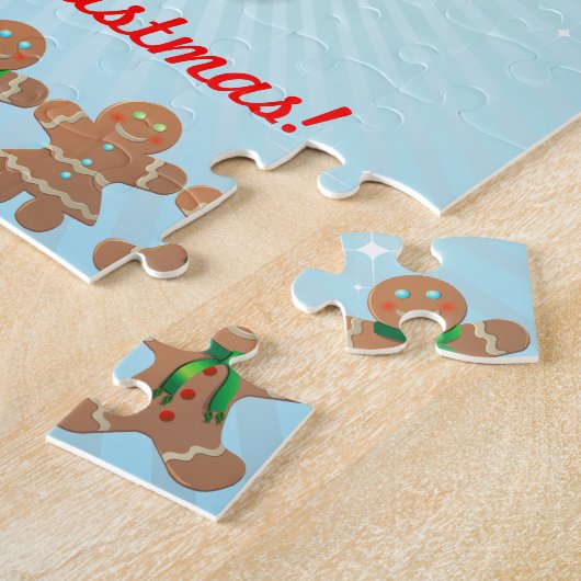 Lustiger Lebkuchen-Mann mit Weihnachtsmannmütze Puzzle (Seite)