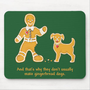 Lustiger Lebkuchen-Mann und Hund für Weihnachten Mousepad