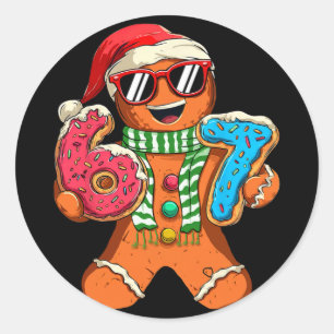 Lustiger Lebkuchen Sechs Sieben 67 Meme Eis Weihna Runder Aufkleber