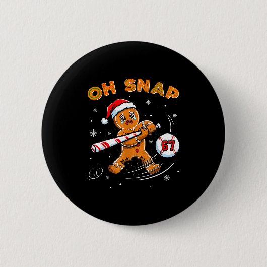 Lustiger Lebkuchenmann Oh Snap 67 Baseball Meme Lu Button (Vorderseite)