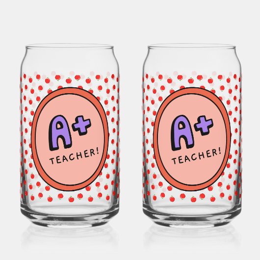 Lustiger Lehrer Apfel Tasse Dosenglas (Vorderseite)