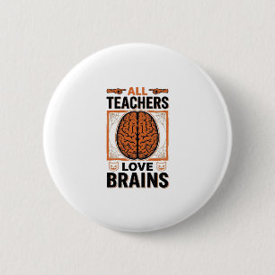 Lustiger Lehrer Halloween Gehirne Vintage Grafik_1 Button