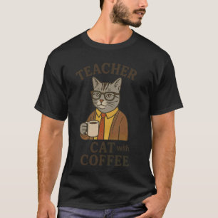 Lustiger Lehrer Katze Kaffee Liebhaber Intelligent T-Shirt