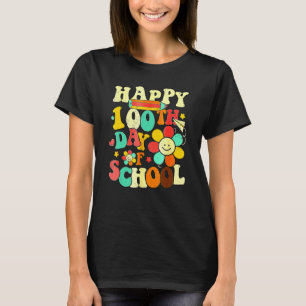Lustiger Lehrer Kinder Retro Groovy 100 Tage Glück T-Shirt