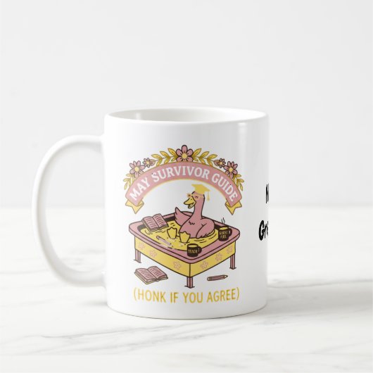 Lustiger Lehrer Mai Überlebensführer Retro-Gans Kaffeetasse (Links)