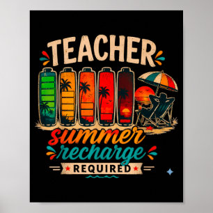 Lustiger Lehrer Sommeraufladung erforderlich Retro Poster