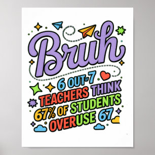 Lustiger Lehrerzitat Bruh 6 von 7 Lehrern denken Poster