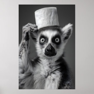 Lustiger Lemur Toilettenpapier Hut Badezimmer Druc Poster