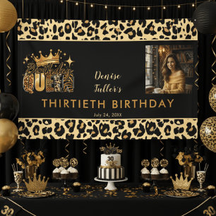 Lustiger Leopard Geburtstag Königin Dreißig Foto G Banner