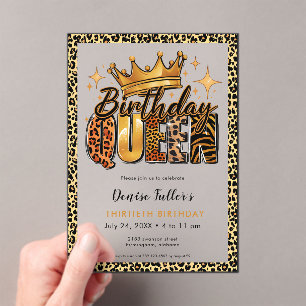 Lustiger Leopard Geburtstag Königin Dreißigster Ge Acryleinladungen