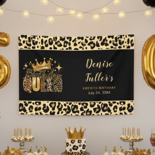 Lustiger Leopard Geburtstag Königin Fünfzig Geburt Banner