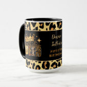 Lustiger Leopard Geburtstag Königin Fünfzig Geburt Tasse (Vorderseite Links)