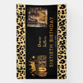 Lustiger Leopard Geburtstag Königin Sechzig Foto G Banner (Vertikal)