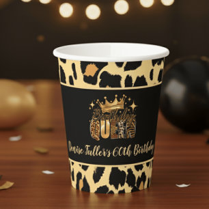 Lustiger Leopard Geburtstag Königin Sechzigster Ge Pappbecher