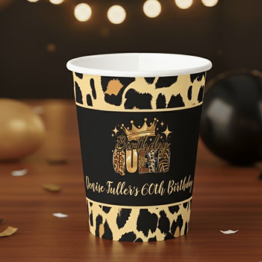 Lustiger Leopard Geburtstag Königin Sechzigster Ge Pappbecher