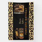 Lustiger Leopard Geburtstag Königin Vierzig Foto G Banner (Vertikal)