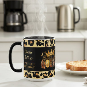 Lustiger Leopard Geburtstag Königin Vierzig Geburt Tasse