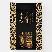 Lustiger Leopard Geburtstag Königin Vierzigster Ge Banner (Vertikal)