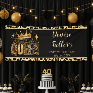 Lustiger Leopard Geburtstag Königin Vierzigster Ge Banner