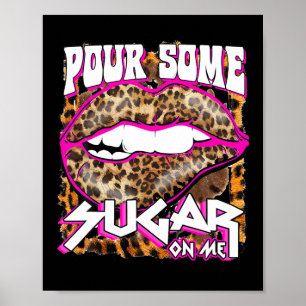Lustiger Leopard Heiß Rosa Lippen Gieß Ein Wenig Z Poster