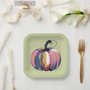 Lustiger Leopard Kürbis Halloween Herbst Pappteller