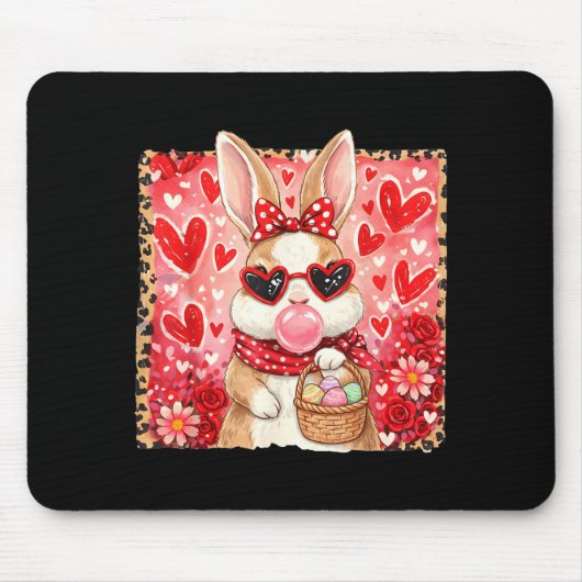 Lustiger Leopard Ostern Hase Brille Frohe Ostern Mousepad (Vorne)