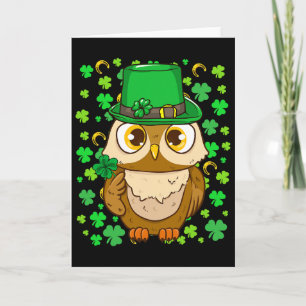 Lustiger Leprechaun Eule Shamrock St. Patrick's Da Karte