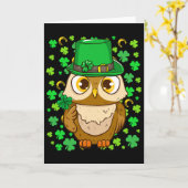 Lustiger Leprechaun Eule Shamrock St. Patrick's Da Karte (Gelbe Blume)